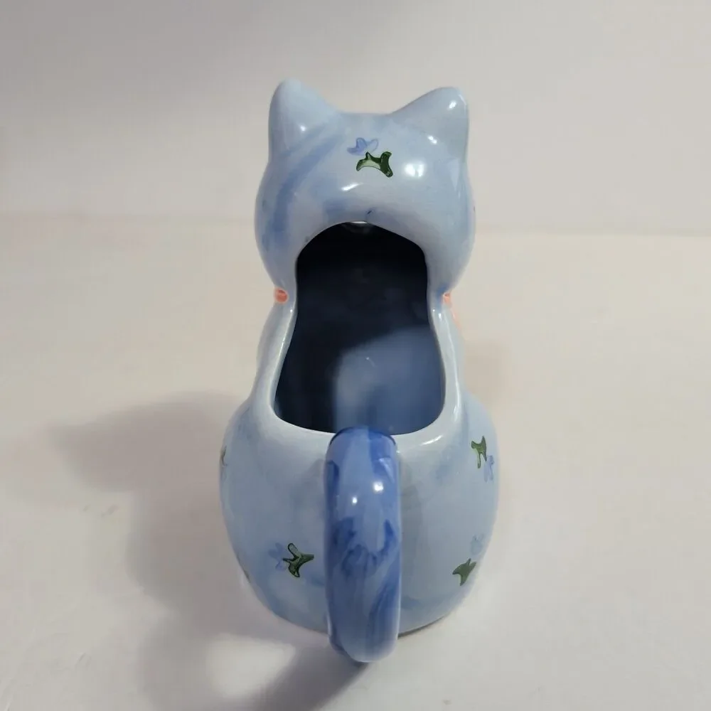 Vtg Otagiri Ceramic Blue Cat Salt & Pepper Shaker & Creamer Set 1980's
